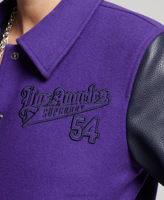 Superdry Bomber vintage mixt de varsity îmbrăcăminte Violet femei JX0Z5449