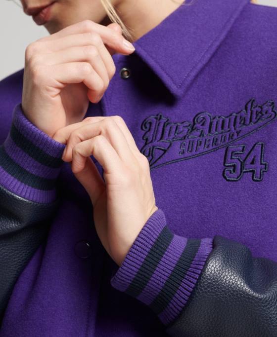 Superdry Bomber vintage mixt de varsity îmbrăcăminte Violet femei JX0Z5449