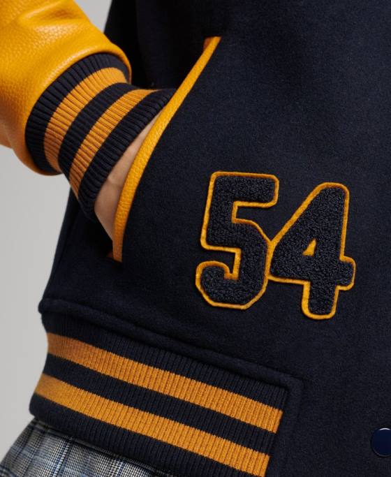 Superdry Bomber vintage mixt de varsity îmbrăcăminte marina femei JX0Z5553