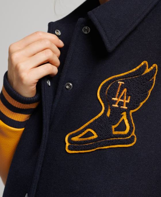 Superdry Bomber vintage mixt de varsity îmbrăcăminte marina femei JX0Z5553