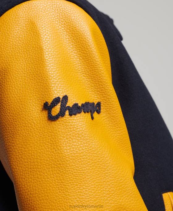 Superdry Bomber vintage mixt de varsity îmbrăcăminte marina femei JX0Z5553