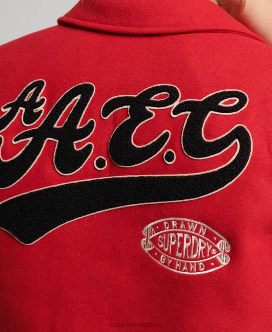 Superdry Bomber vintage mixt de varsity îmbrăcăminte roșu femei JX0Z5423