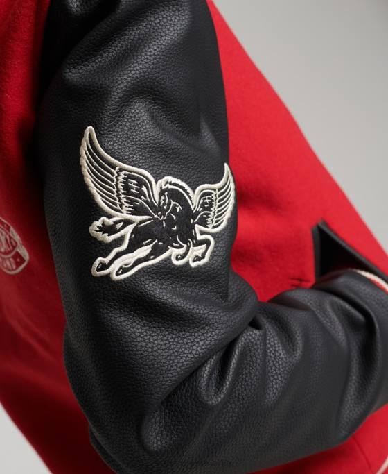 Superdry Bomber vintage mixt de varsity îmbrăcăminte roșu femei JX0Z5423