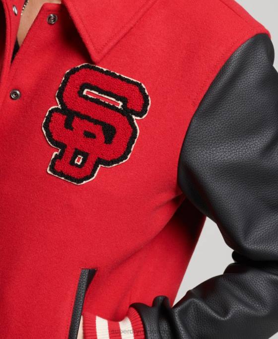 Superdry Bomber vintage mixt de varsity îmbrăcăminte roșu femei JX0Z5423