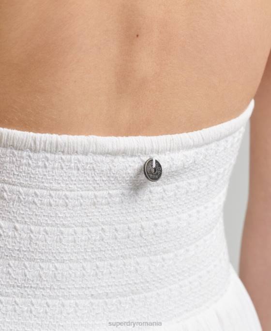 Superdry Combi de epocă cu smock-uri cu gât cu capul îmbrăcăminte alb femei JX0Z4101