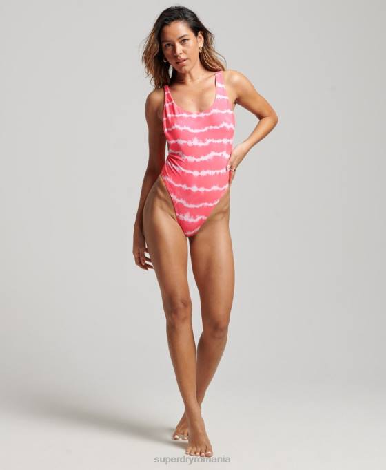Superdry Costum de baie reciclat cu vopsea cravata îmbrăcăminte roz femei JX0Z3213