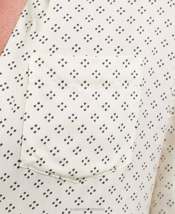 Superdry Cămașă cu mânecă lungă cu imprimeu anilor 70 îmbrăcăminte alb bărbați JX0Z145