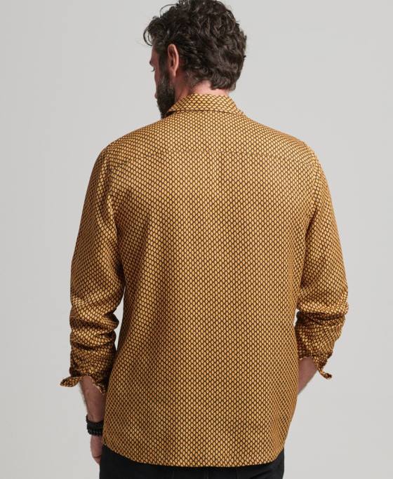 Superdry Cămașă cu mânecă lungă cu imprimeu anilor 70 îmbrăcăminte portocale bărbați JX0Z149