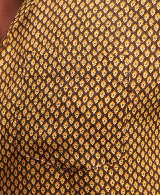 Superdry Cămașă cu mânecă lungă cu imprimeu anilor 70 îmbrăcăminte portocale bărbați JX0Z149