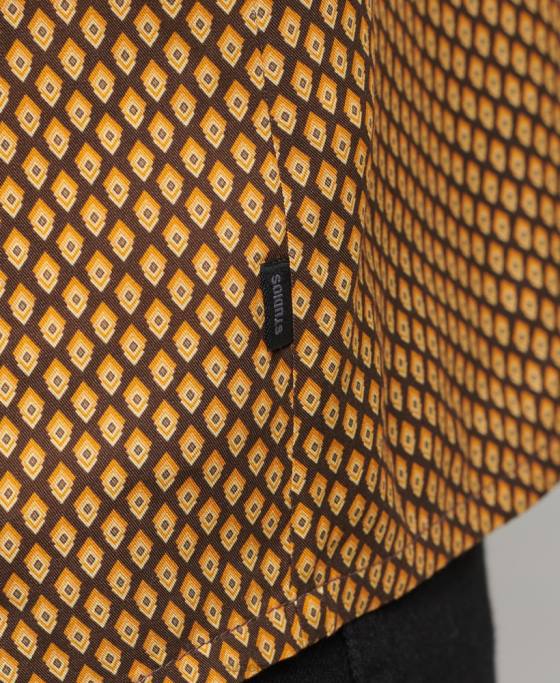 Superdry Cămașă cu mânecă lungă cu imprimeu anilor 70 îmbrăcăminte portocale bărbați JX0Z149