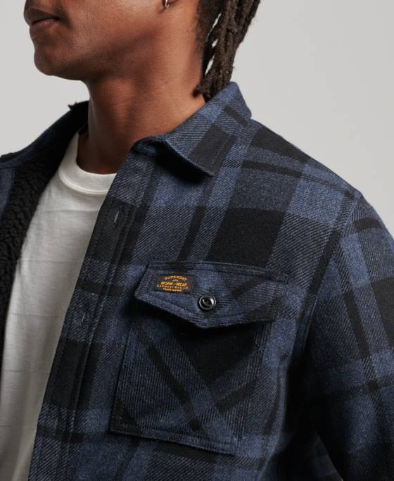 Superdry Căptușit Sherpa din lână Miller îmbrăcăminte gri inchis bărbați JX0Z195