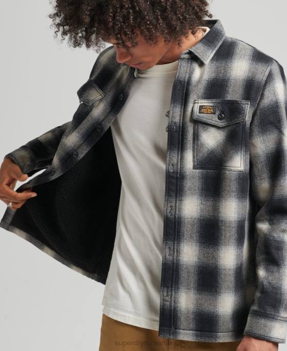 Superdry Căptușit Sherpa din lână Miller îmbrăcăminte negru bărbați JX0Z174