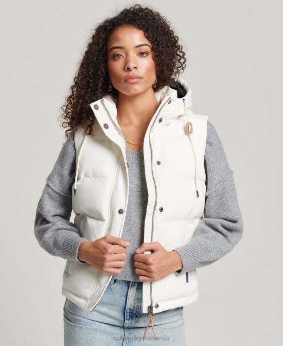Superdry Gilet Everest cu glugă de epocă îmbrăcăminte alb femei JX0Z3536