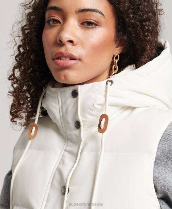 Superdry Gilet Everest cu glugă de epocă îmbrăcăminte alb femei JX0Z3536