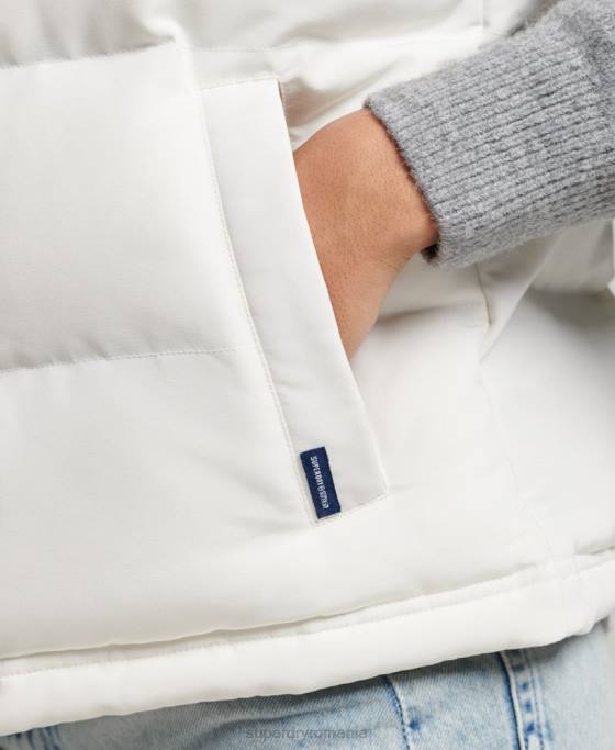 Superdry Gilet Everest cu glugă de epocă îmbrăcăminte alb femei JX0Z3536