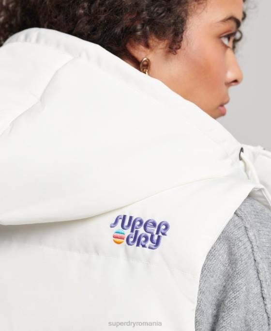 Superdry Gilet Everest cu glugă de epocă îmbrăcăminte alb femei JX0Z3536