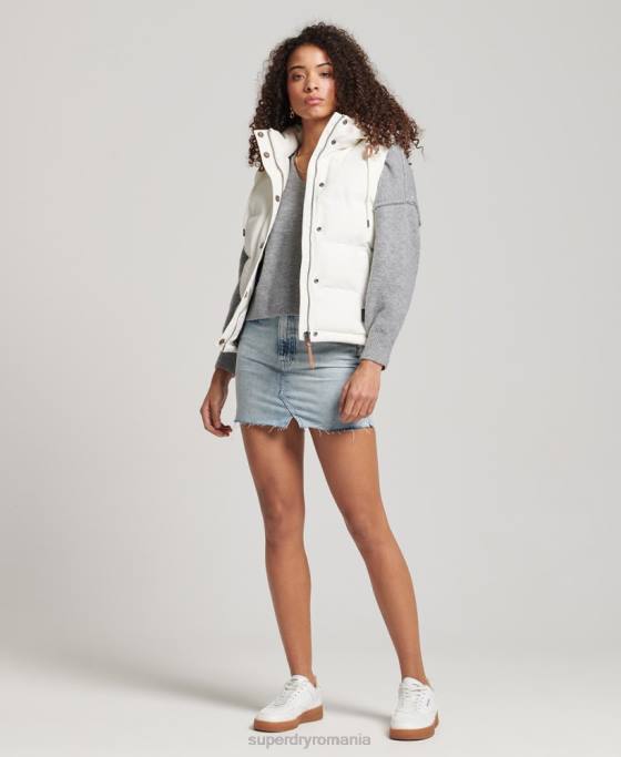 Superdry Gilet Everest cu glugă de epocă îmbrăcăminte alb femei JX0Z3536