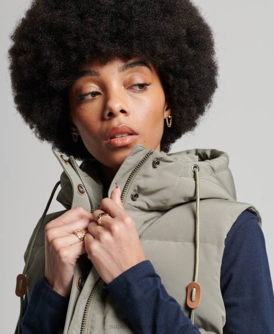 Superdry Gilet Everest cu glugă de epocă îmbrăcăminte kaki femei JX0Z3547
