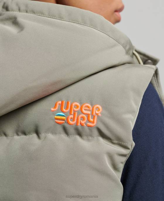 Superdry Gilet Everest cu glugă de epocă îmbrăcăminte kaki femei JX0Z3547