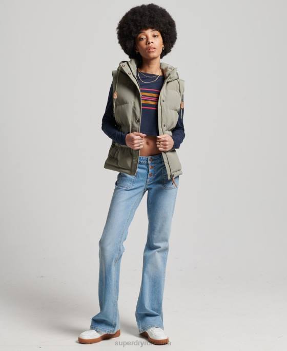 Superdry Gilet Everest cu glugă de epocă îmbrăcăminte kaki femei JX0Z3547