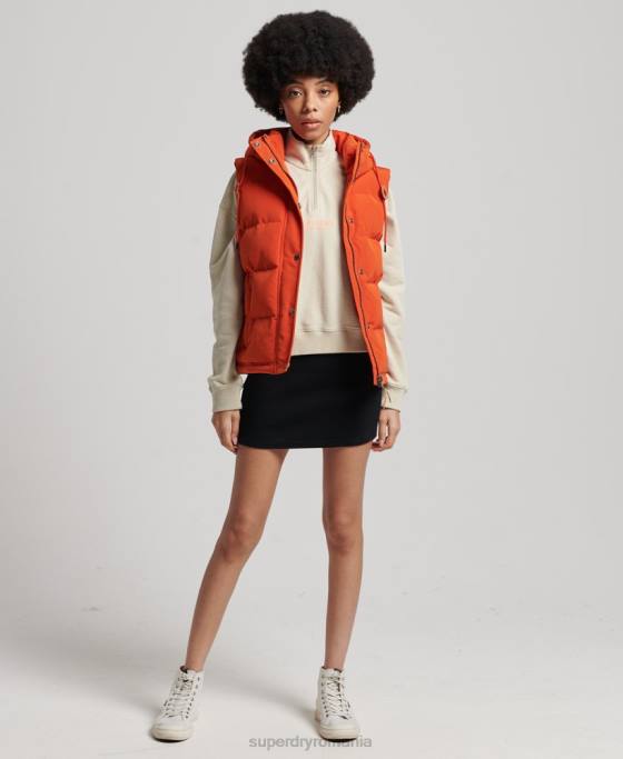 Superdry Gilet Everest cu glugă de epocă îmbrăcăminte portocale femei JX0Z3621