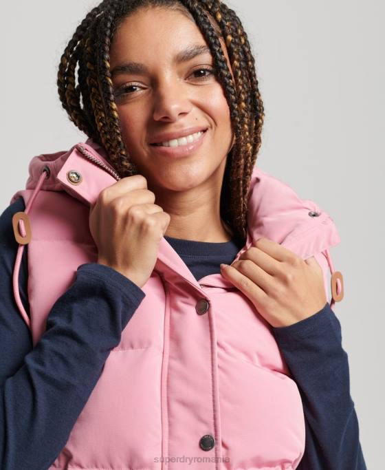 Superdry Gilet Everest cu glugă de epocă îmbrăcăminte roz femei JX0Z3556