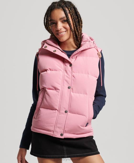 Superdry Gilet Everest cu glugă de epocă îmbrăcăminte roz femei JX0Z3556