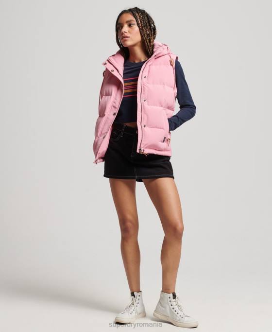 Superdry Gilet Everest cu glugă de epocă îmbrăcăminte roz femei JX0Z3556