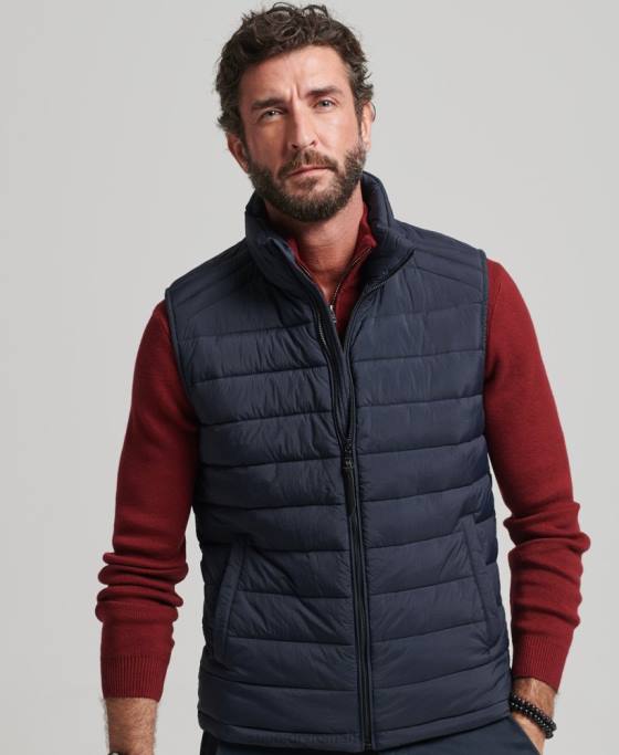 Superdry Gilet căptușit ușor îmbrăcăminte marina bărbați JX0Z4590