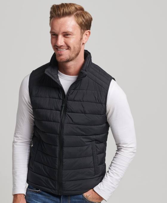 Superdry Gilet căptușit ușor îmbrăcăminte negru bărbați JX0Z4435