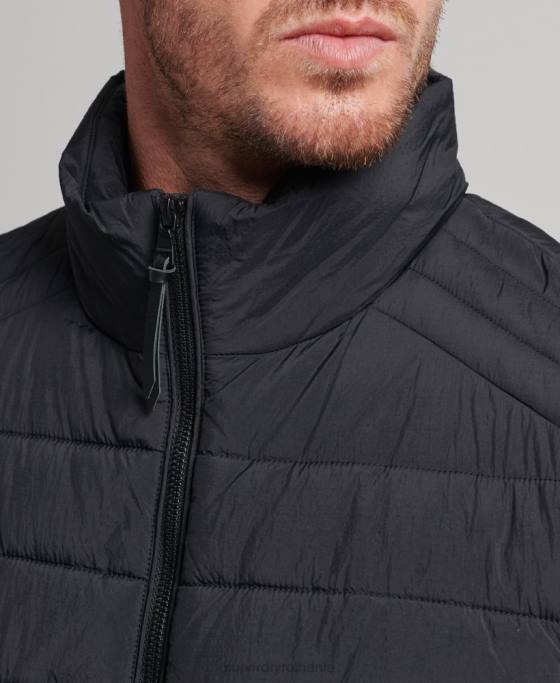 Superdry Gilet căptușit ușor îmbrăcăminte negru bărbați JX0Z4435