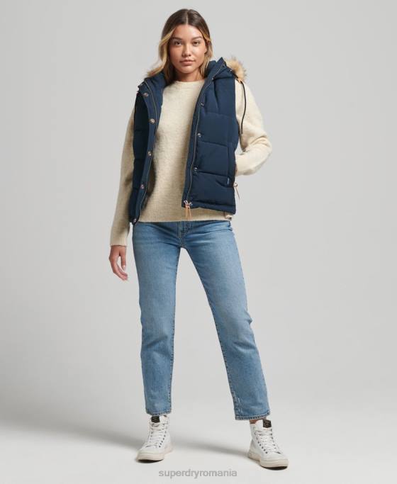 Superdry Gilet everest cu blană artificială îmbrăcăminte marina femei JX0Z3692