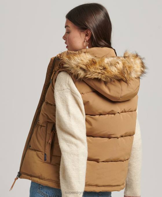Superdry Gilet everest cu blană artificială îmbrăcăminte maro femei JX0Z3678