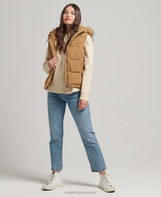 Superdry Gilet everest cu blană artificială îmbrăcăminte maro femei JX0Z3678