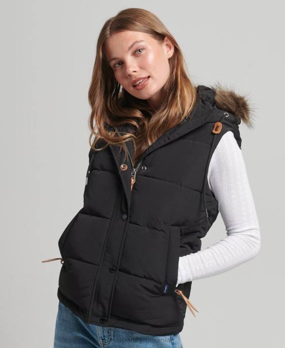 Superdry Gilet everest cu blană artificială îmbrăcăminte negru femei JX0Z3677