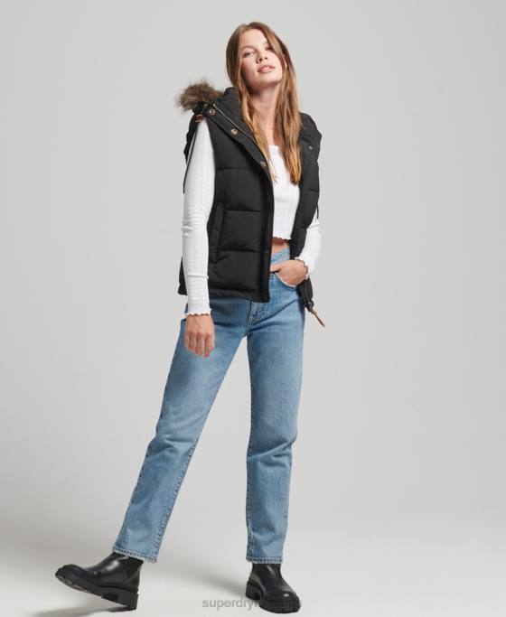 Superdry Gilet everest cu blană artificială îmbrăcăminte negru femei JX0Z3677