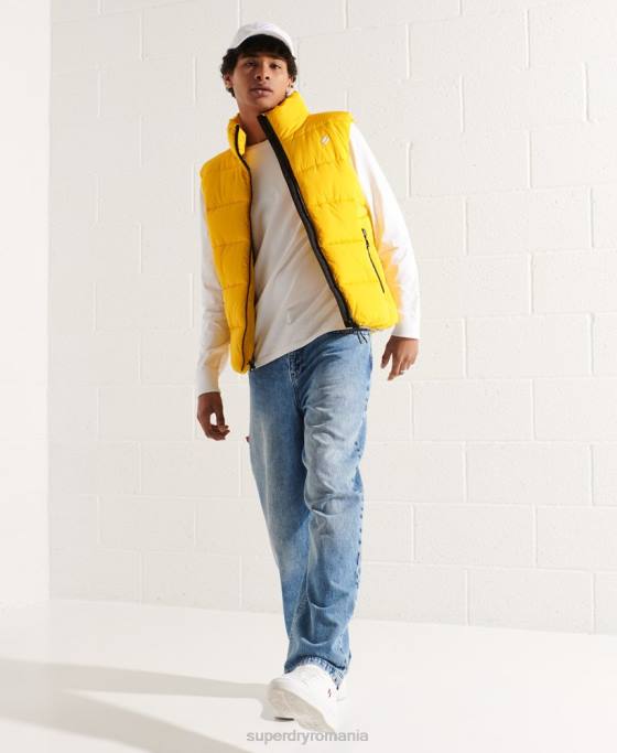Superdry Gilet sport puf fără glugă îmbrăcăminte galben bărbați JX0Z1156