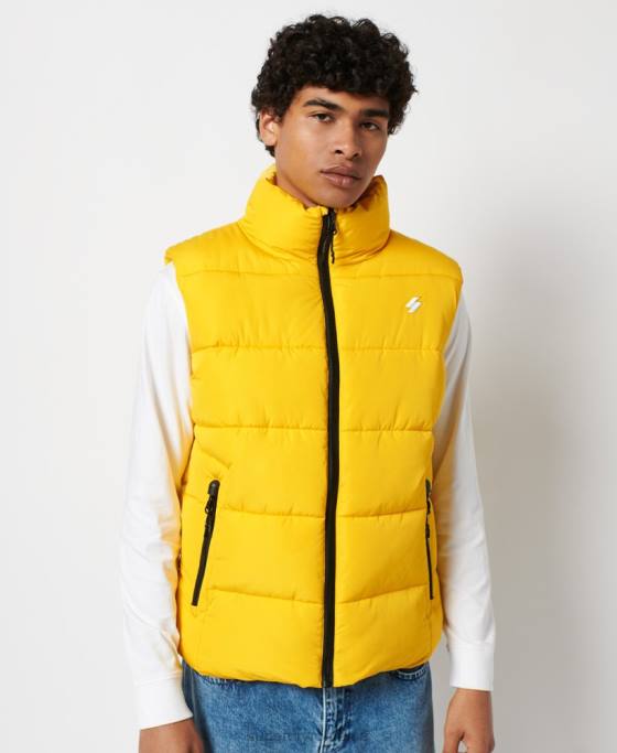Superdry Gilet sport puf fără glugă îmbrăcăminte galben bărbați JX0Z1156
