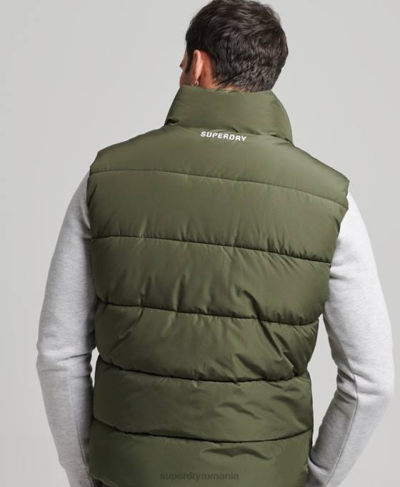 Superdry Gilet sport puf fără glugă îmbrăcăminte kaki bărbați JX0Z990
