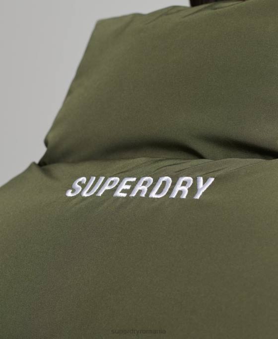 Superdry Gilet sport puf fără glugă îmbrăcăminte kaki bărbați JX0Z990