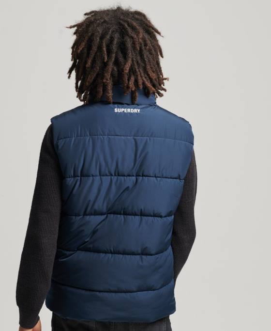 Superdry Gilet sport puf fără glugă îmbrăcăminte marina bărbați JX0Z4446
