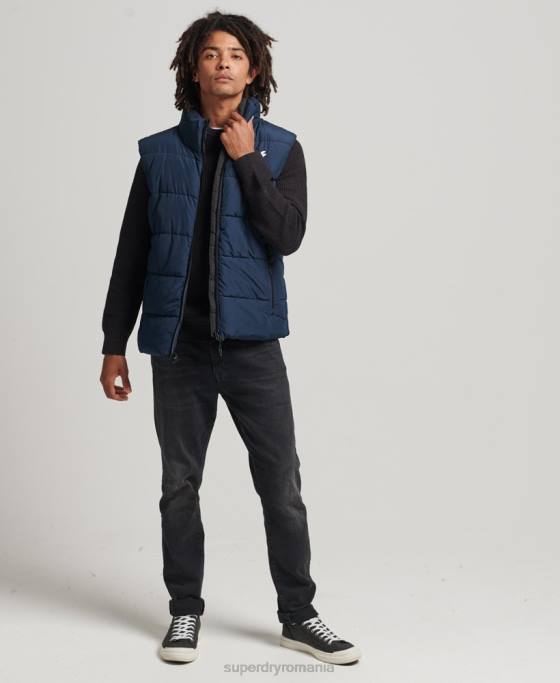 Superdry Gilet sport puf fără glugă îmbrăcăminte marina bărbați JX0Z4446