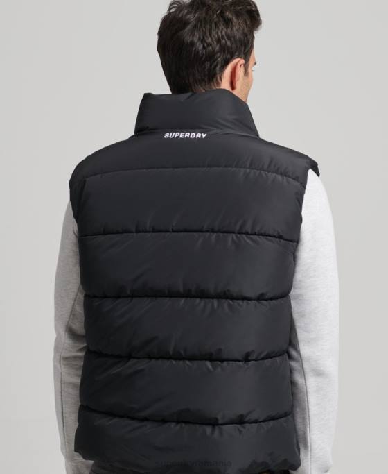 Superdry Gilet sport puf fără glugă îmbrăcăminte negru bărbați JX0Z1102