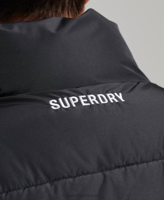 Superdry Gilet sport puf fără glugă îmbrăcăminte negru bărbați JX0Z1102