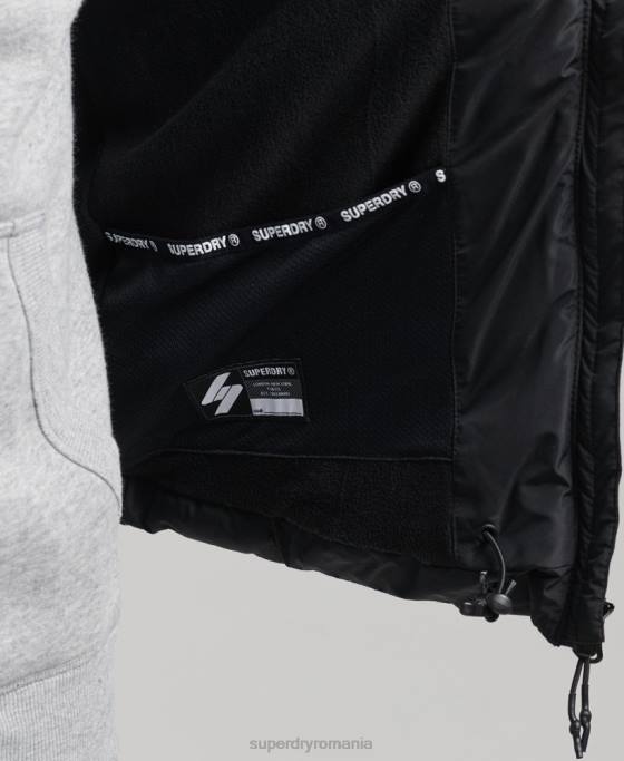 Superdry Gilet sport puf fără glugă îmbrăcăminte negru bărbați JX0Z1102