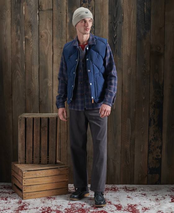 Superdry Gilet uscat din puf de rață ediție limitată îmbrăcăminte albastru bărbați JX0Z4765