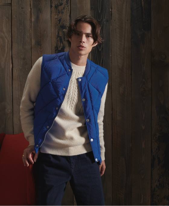 Superdry Gilet uscat din puf de rață ediție limitată îmbrăcăminte albastru bărbați JX0Z4766