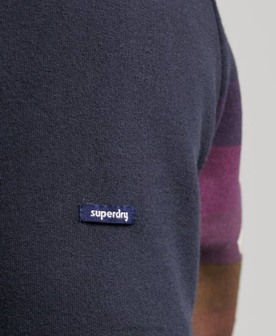 Superdry Hanorac cu dungi anii 70 îmbrăcăminte marina bărbați JX0Z5135