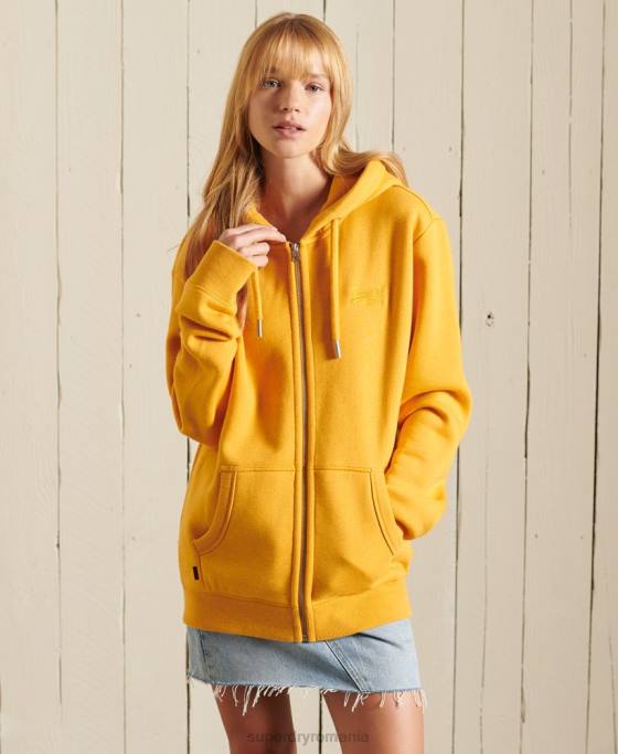 Superdry Hanorac cu fermoar brodat cu logo vintage îmbrăcăminte galben femei JX0Z6172
