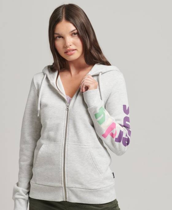 Superdry Hanorac cu fermoar teren din anii 90 îmbrăcăminte gri deschis femei JX0Z6057